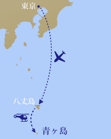 東京から八丈島への地図